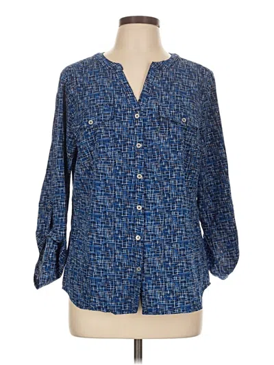 Pre-owned Assorted Brands 3/4 Sleeve Blouse In Blue