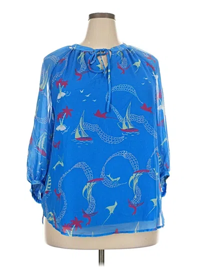 Pre-owned Assorted Brands 3/4 Sleeve Blouse In Blue