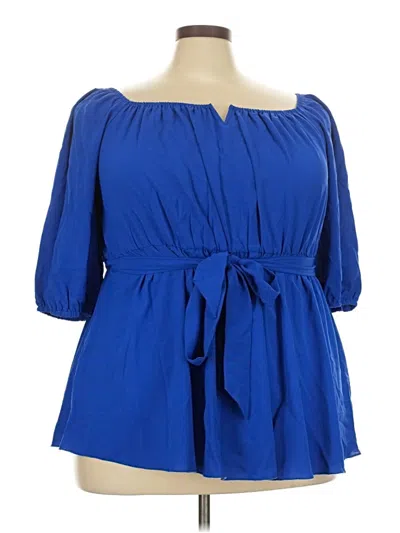 Pre-owned Assorted Brands 3/4 Sleeve Blouse In Blue