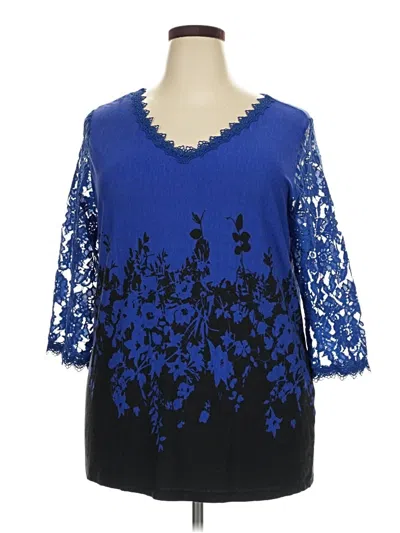 Pre-owned Assorted Brands 3/4 Sleeve Blouse In Blue