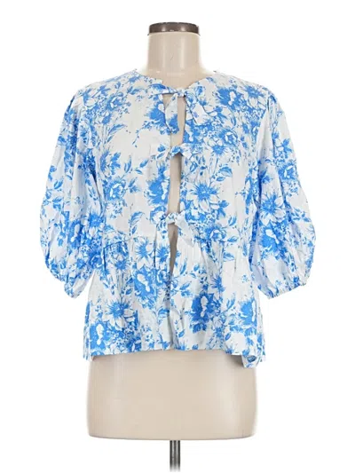 Pre-owned Assorted Brands 3/4 Sleeve Blouse In Blue