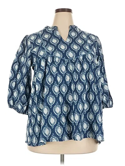 Assorted Brands 3/4 Sleeve Blouse In Blue