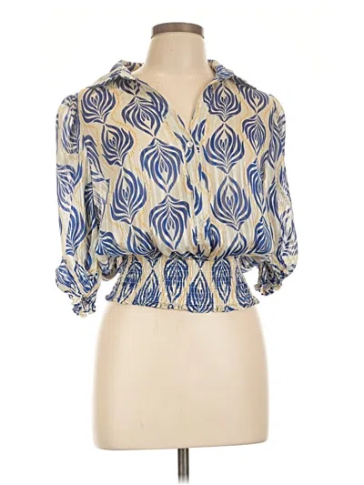 Pre-owned Assorted Brands 3/4 Sleeve Blouse In Blue