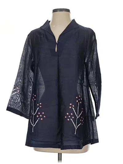 Pre-owned Assorted Brands 3/4 Sleeve Blouse In Blue