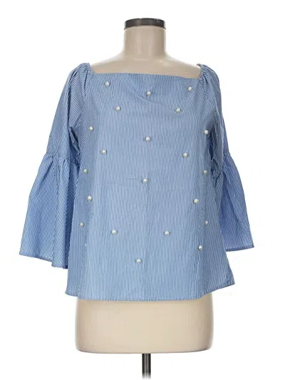 Pre-owned Assorted Brands 3/4 Sleeve Blouse In Blue