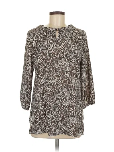 Pre-owned Assorted Brands 3/4 Sleeve Blouse In Brown