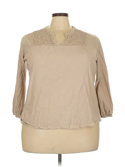 Pre-owned Assorted Brands 3/4 Sleeve Blouse In Brown
