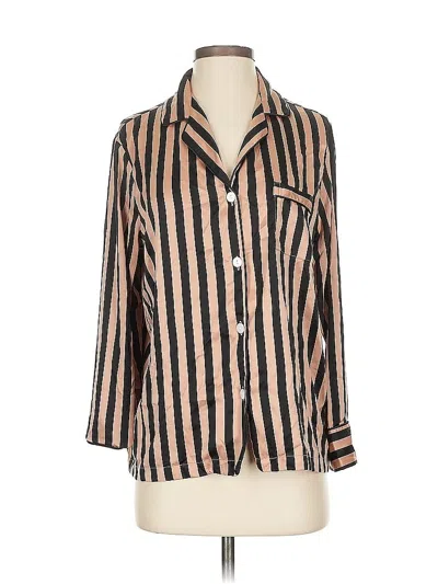 Pre-owned Assorted Brands 3/4 Sleeve Blouse In Brown