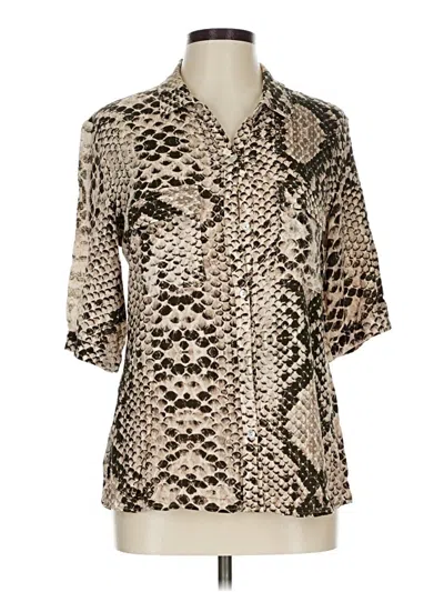 Pre-owned Assorted Brands 3/4 Sleeve Blouse In Brown