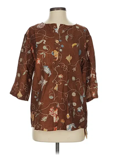 Pre-owned Assorted Brands 3/4 Sleeve Blouse In Brown