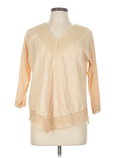 Pre-owned Assorted Brands 3/4 Sleeve Blouse In Brown