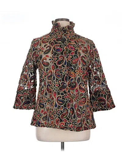 Pre-owned Assorted Brands 3/4 Sleeve Blouse In Brown