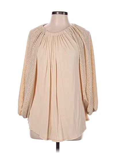 Pre-owned Assorted Brands 3/4 Sleeve Blouse In Brown