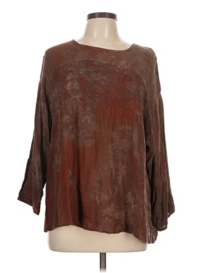 Pre-owned Assorted Brands 3/4 Sleeve Blouse In Brown