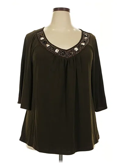 Pre-owned Assorted Brands 3/4 Sleeve Blouse In Brown