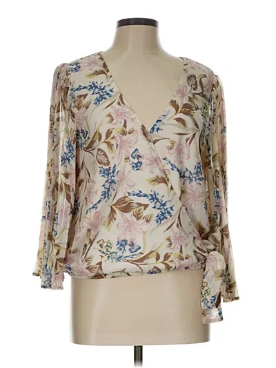 Pre-owned Assorted Brands 3/4 Sleeve Blouse In Brown
