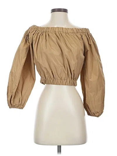Pre-owned Assorted Brands 3/4 Sleeve Blouse In Brown