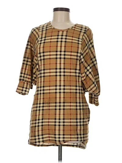 Pre-owned Assorted Brands 3/4 Sleeve Blouse In Brown