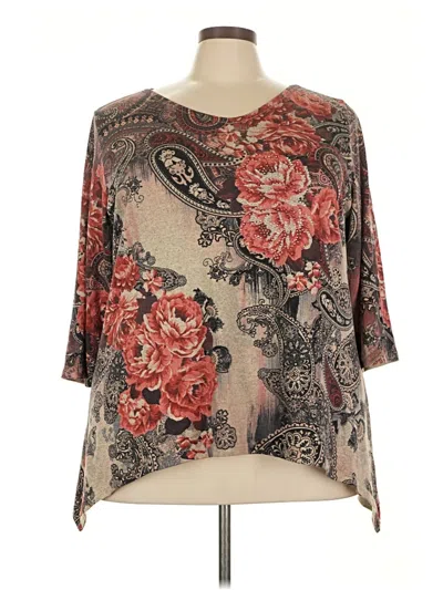 Pre-owned Assorted Brands 3/4 Sleeve Blouse In Brown