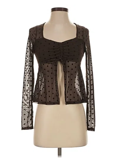 Pre-owned Assorted Brands 3/4 Sleeve Blouse In Brown