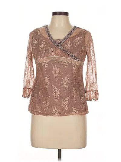 Pre-owned Assorted Brands 3/4 Sleeve Blouse In Brown