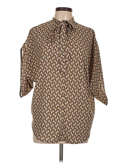Pre-owned Assorted Brands 3/4 Sleeve Blouse In Brown