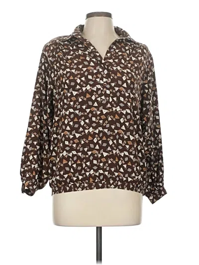 Pre-owned Assorted Brands 3/4 Sleeve Blouse In Brown