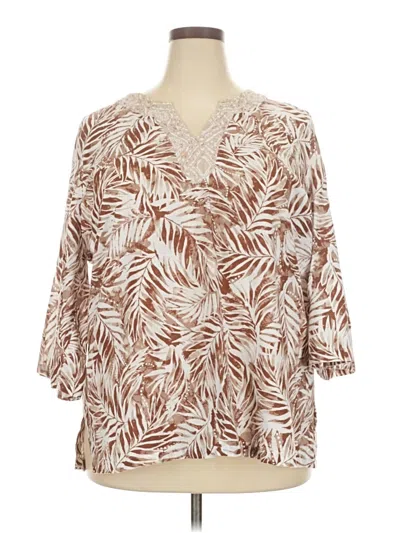Pre-owned Assorted Brands 3/4 Sleeve Blouse In Brown