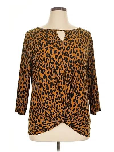 Pre-owned Assorted Brands 3/4 Sleeve Blouse In Brown