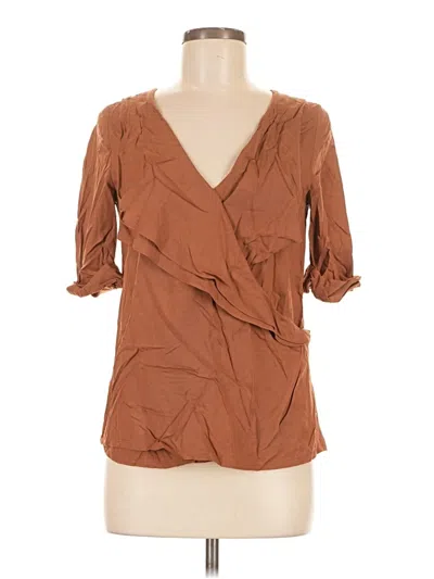 Pre-owned Assorted Brands 3/4 Sleeve Blouse In Brown