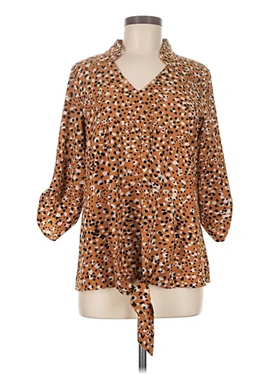 Pre-owned Assorted Brands 3/4 Sleeve Blouse In Brown