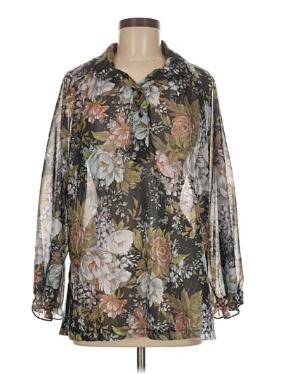 Pre-owned Assorted Brands 3/4 Sleeve Blouse In Brown