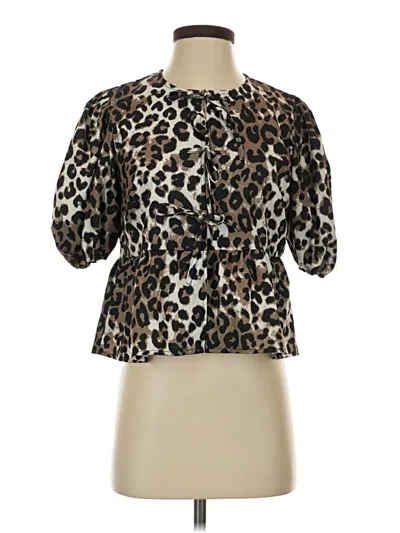 Pre-owned Assorted Brands 3/4 Sleeve Blouse In Brown