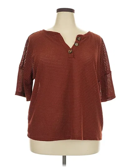 Pre-owned Assorted Brands 3/4 Sleeve Blouse In Brown