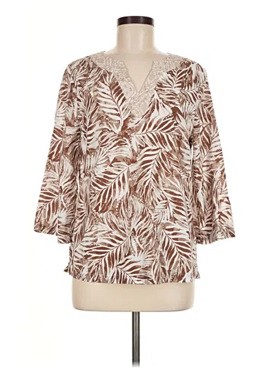 Pre-owned Assorted Brands 3/4 Sleeve Blouse In Brown