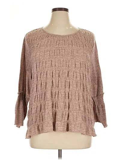 Pre-owned Assorted Brands 3/4 Sleeve Blouse In Brown