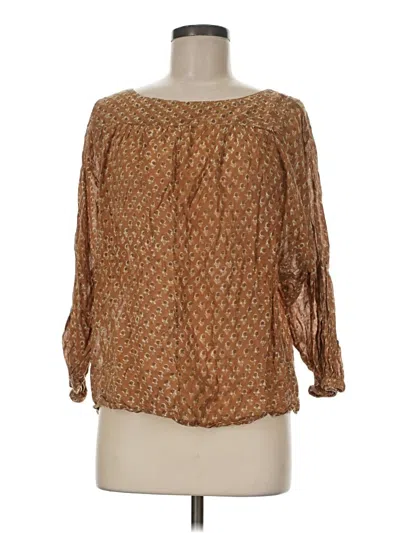Pre-owned Assorted Brands 3/4 Sleeve Blouse In Brown