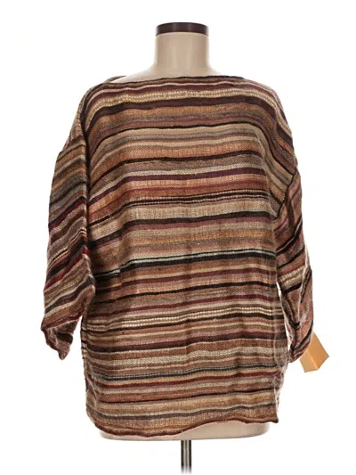 Pre-owned Assorted Brands 3/4 Sleeve Blouse In Brown