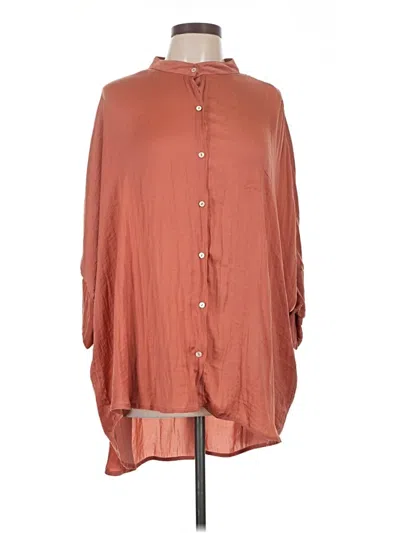 Pre-owned Assorted Brands 3/4 Sleeve Blouse In Brown