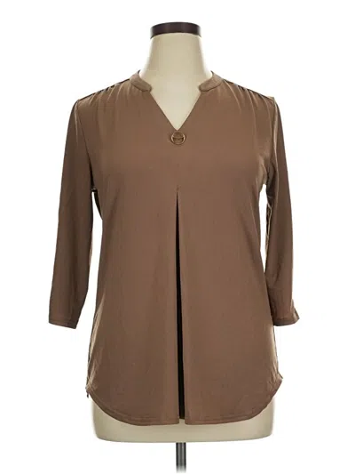 Pre-owned Assorted Brands 3/4 Sleeve Blouse In Brown