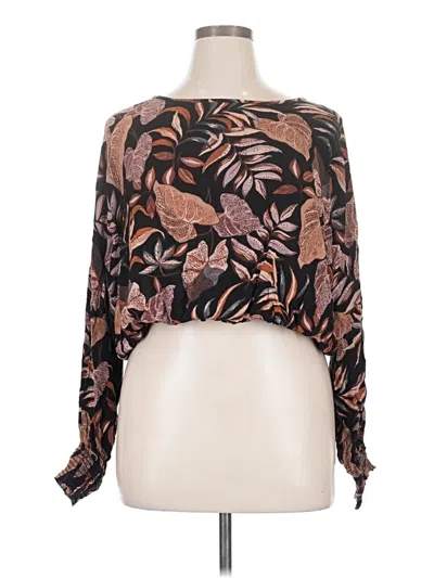 Pre-owned Assorted Brands 3/4 Sleeve Blouse In Brown