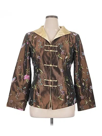 Pre-owned Assorted Brands 3/4 Sleeve Blouse In Brown