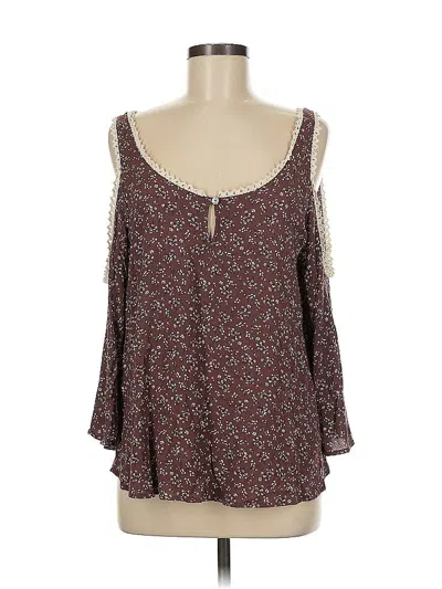 Pre-owned Assorted Brands 3/4 Sleeve Blouse In Burgundy