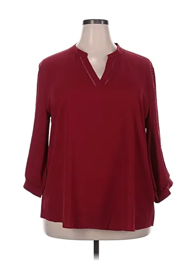 Pre-owned Assorted Brands 3/4 Sleeve Blouse In Burgundy