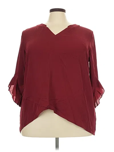 Pre-owned Assorted Brands 3/4 Sleeve Blouse In Burgundy