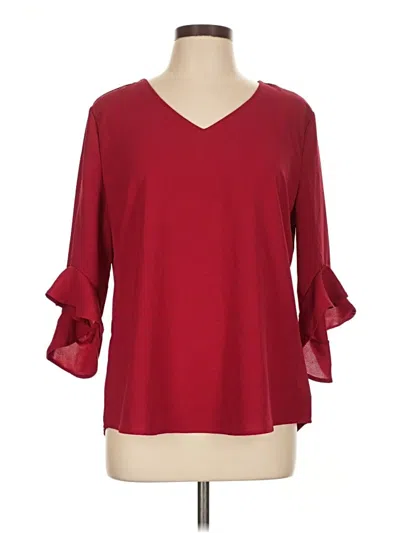 Pre-owned Assorted Brands 3/4 Sleeve Blouse In Burgundy
