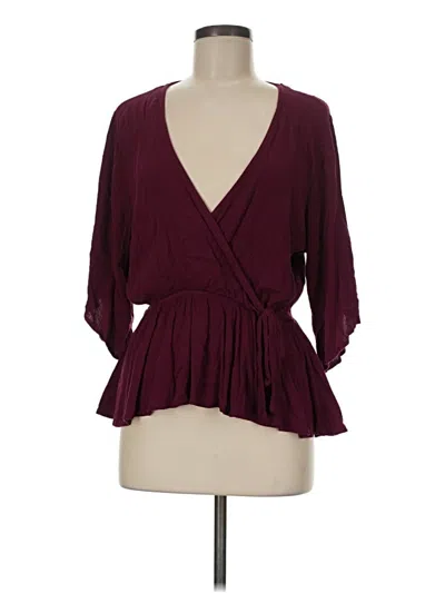 Pre-owned Assorted Brands 3/4 Sleeve Blouse In Burgundy