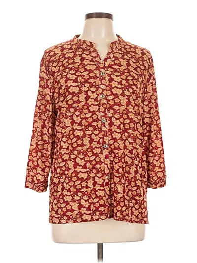 Pre-owned Assorted Brands 3/4 Sleeve Blouse In Burgundy