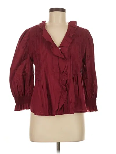 Pre-owned Assorted Brands 3/4 Sleeve Blouse In Burgundy