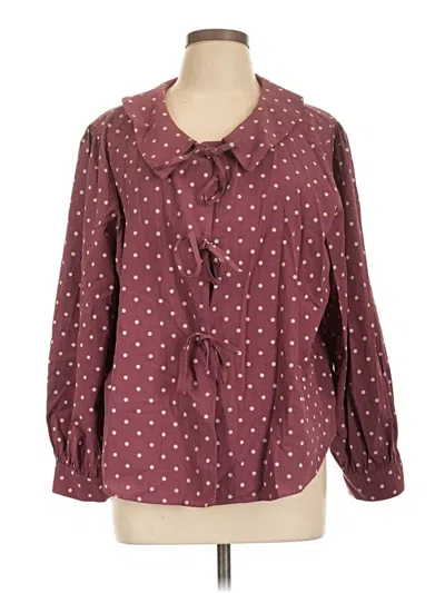 Pre-owned Assorted Brands 3/4 Sleeve Blouse In Burgundy
